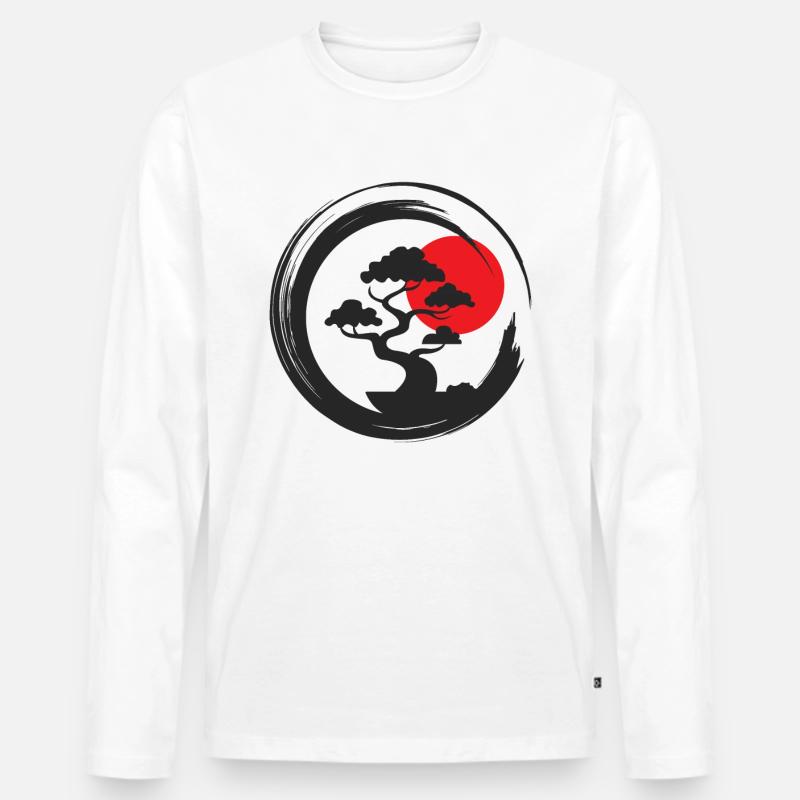 Bonsai Baum Moyogi - Männer Premium Bio Langarmshirt - Weiß