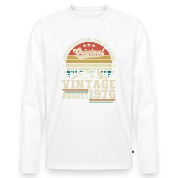 Original August born 1976 46th birthday - Men's Premium Organic Long Sleeve Shirt - white - Front - Nico (187cm)
