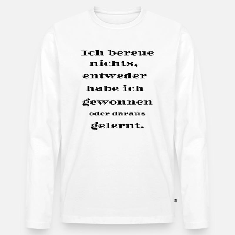 Ich bereue nichts - Männer Premium Bio Langarmshirt - Weiß