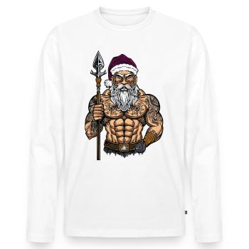 06 Böser Weihnachtsmann Mann Schneeflocken - Männer Premium Bio Langarmshirt - Weiß - Vorne - Nico (187cm)