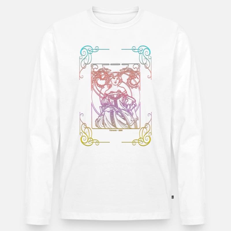 Alfons Mucha - Männer Premium Bio Langarmshirt - Weiß