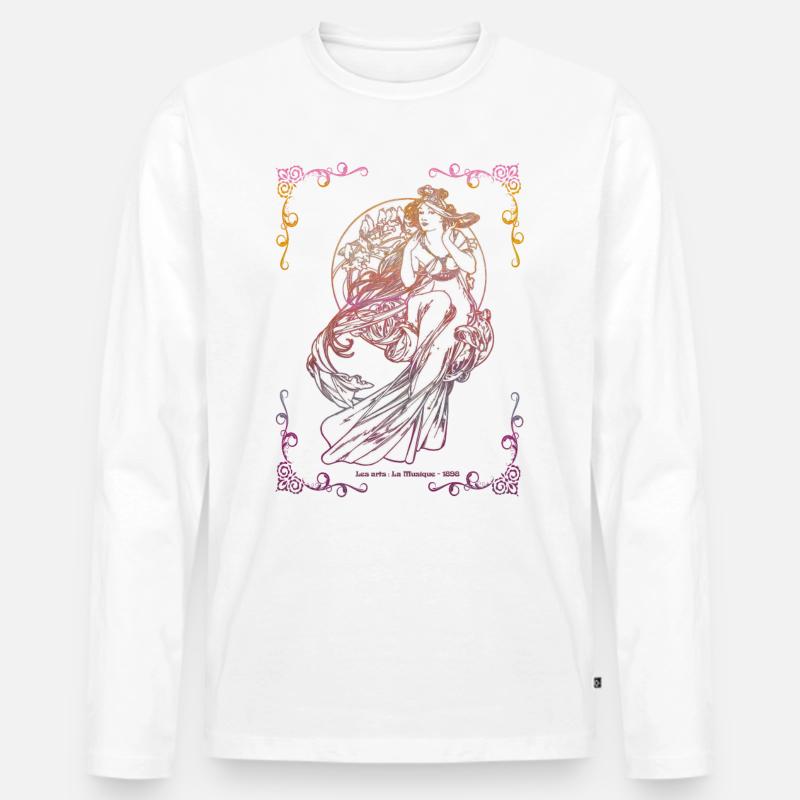 Alfons Mucha - Männer Premium Bio Langarmshirt - Weiß