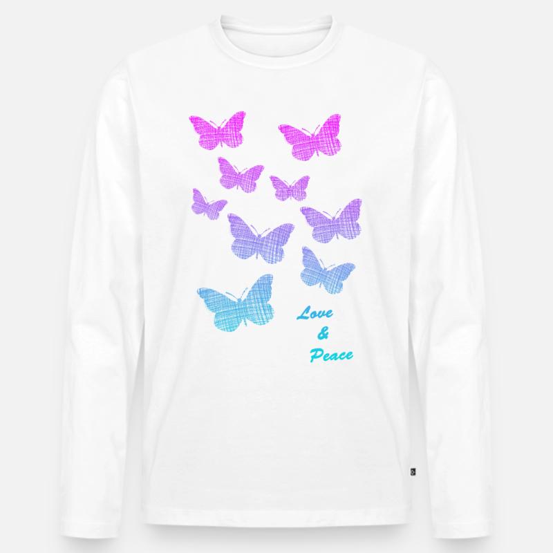 Love Peace - Männer Premium Bio Langarmshirt - Weiß