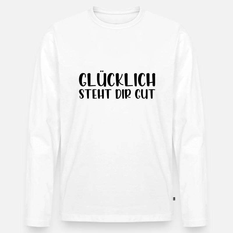 Glücklich steht dir gut - Männer Premium Bio Langarmshirt - Weiß