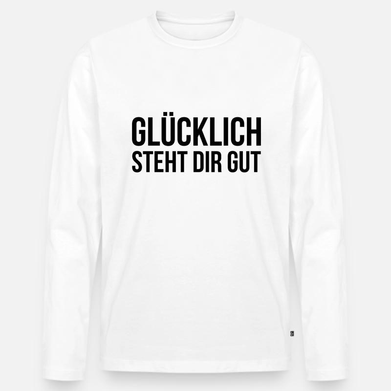 Glücklich steht dir gut - Männer Premium Bio Langarmshirt - Weiß