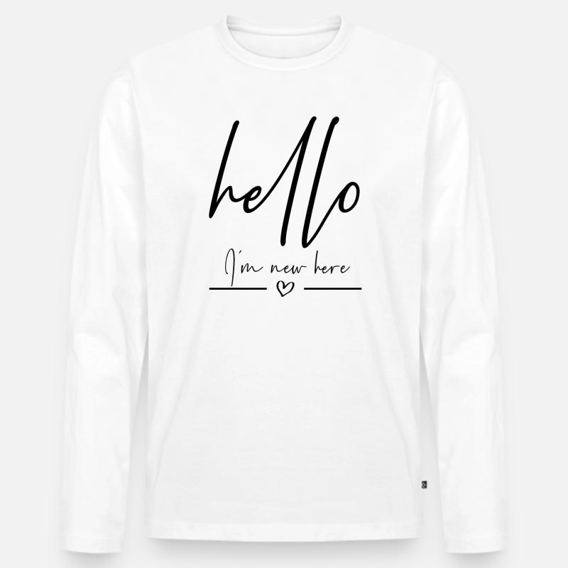Hello im new here - Männer Premium Bio Langarmshirt - Weiß