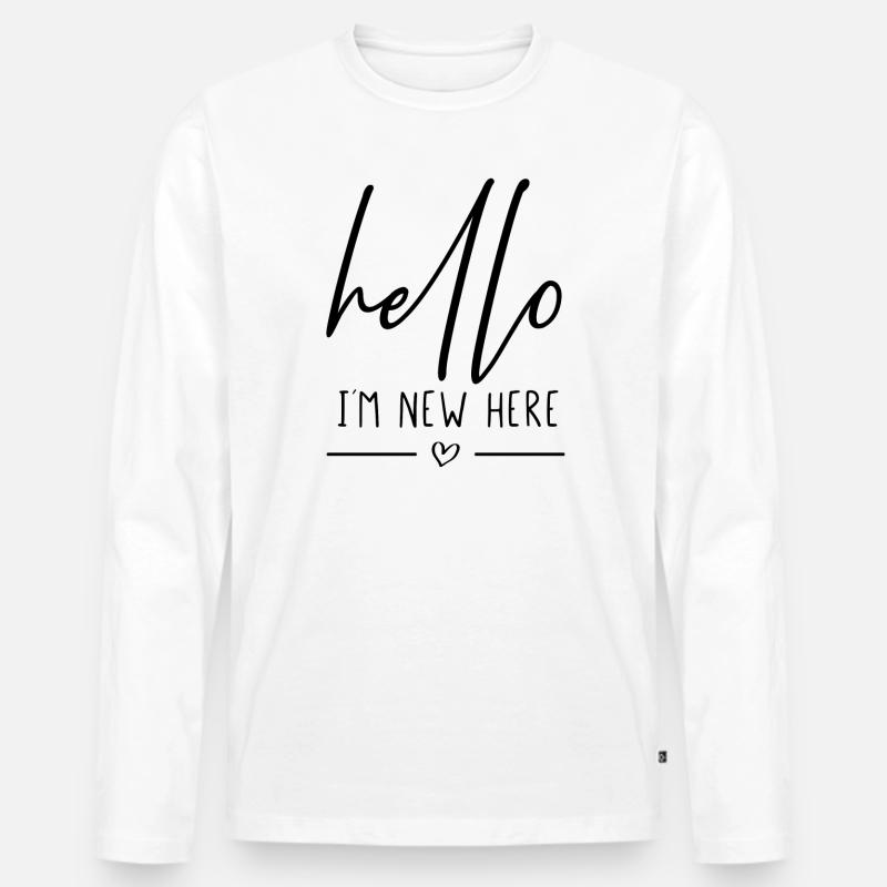Hello im new here - Männer Premium Bio Langarmshirt - Weiß