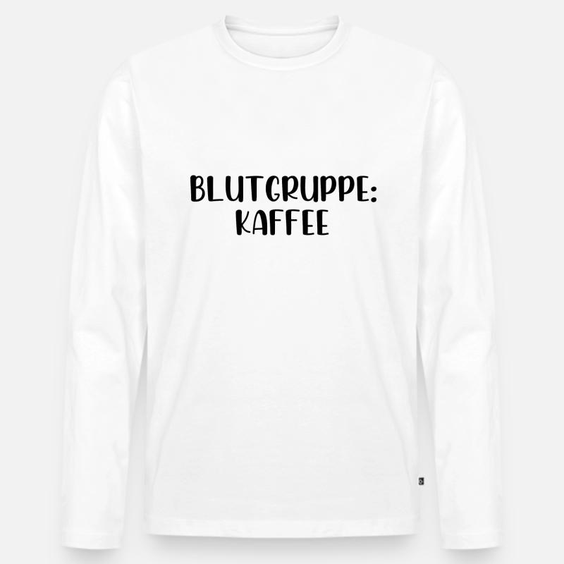 Blutgruppe Kaffee - Männer Premium Bio Langarmshirt - Weiß