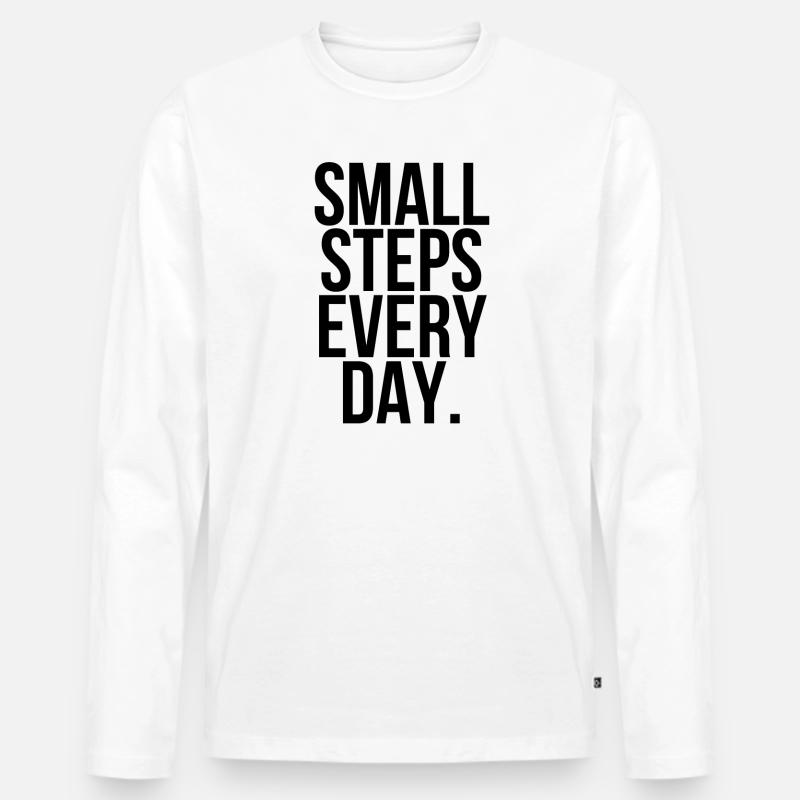 Small steps every day - Männer Premium Bio Langarmshirt - Weiß