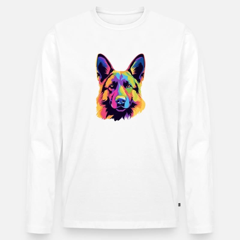 Schäferhund - Männer Premium Bio Langarmshirt - Weiß