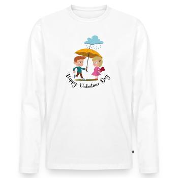 Mädchen Junge romantisch - Männer Premium Bio Langarmshirt - Weiß - Vorne - Nico (187cm)