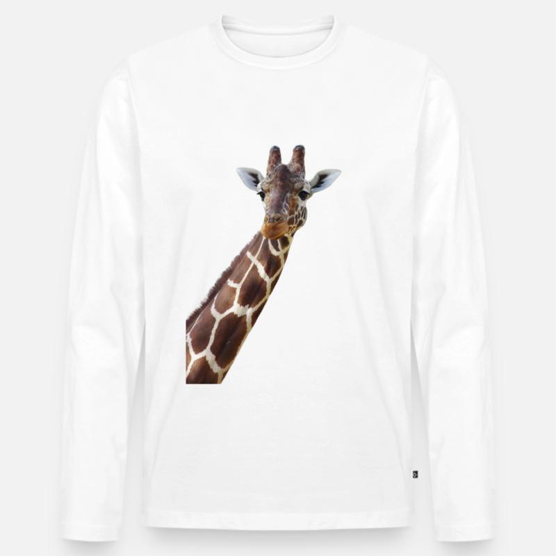 giraffe, Portrait - Männer Premium Bio Langarmshirt - Weiß