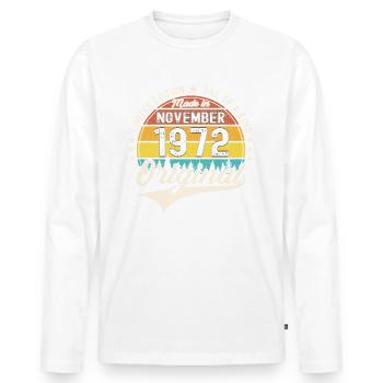 Original November 1972 50th birthday gift - Men's Premium Organic Long Sleeve Shirt - white - Front - Nico (187cm)
