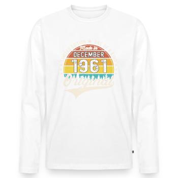 Original December 1961 61st birthday gift - Men's Premium Organic Long Sleeve Shirt - white - Front - Nico (187cm)