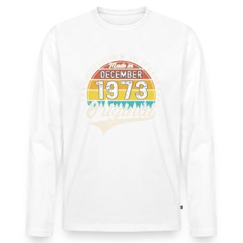 Original December 1973 49th birthday gift - Men's Premium Organic Long Sleeve Shirt - white - Front - Nico (187cm)