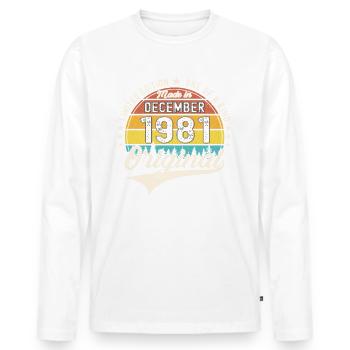 Original December 1981 41st birthday gift - Men's Premium Organic Long Sleeve Shirt - white - Front - Nico (187cm)