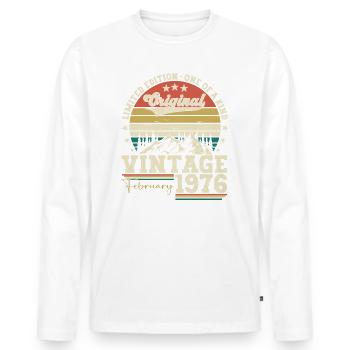 Février né 1976 47ème anniversaire cadeau homme - T-shirt manches longues Premium bio Homme - blanc - Devant - Nico (187cm)