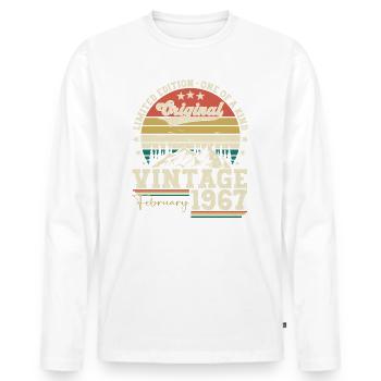 February born 1967 56th birthday gift man - Men's Premium Organic Long Sleeve Shirt - white - Front - Nico (187cm)