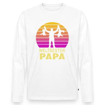 Weltbester Papa - Bester Vater der Welt - Männer Premium Bio Langarmshirt - Weiß - Vorne - Nico (187cm)