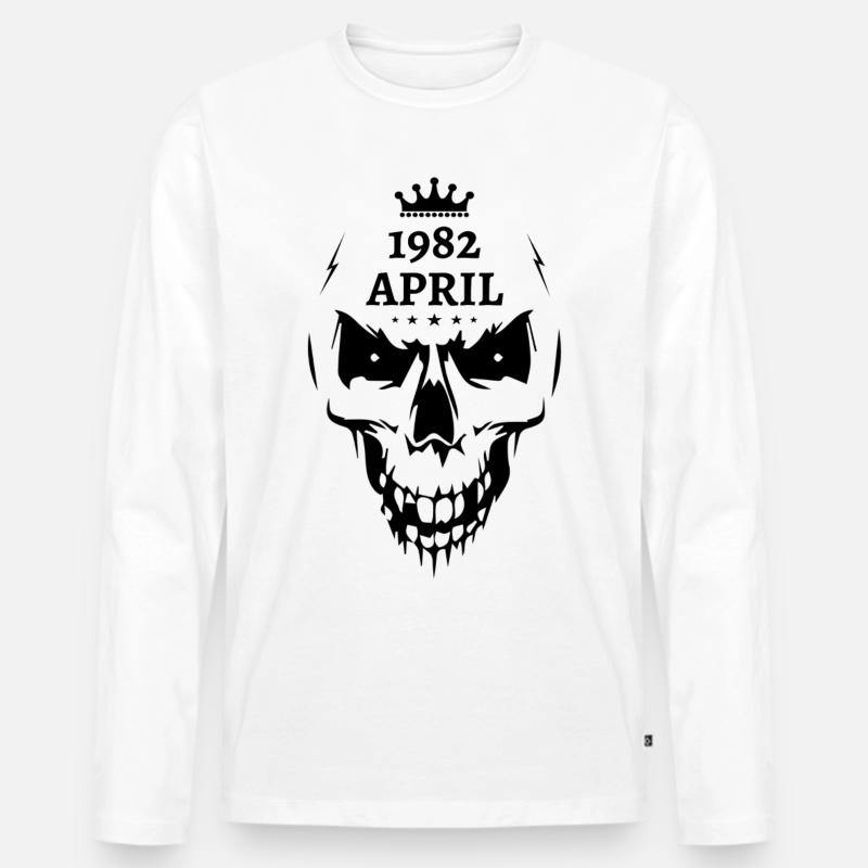 April 1982 Totenkopf - Männer Premium Bio Langarmshirt - Weiß