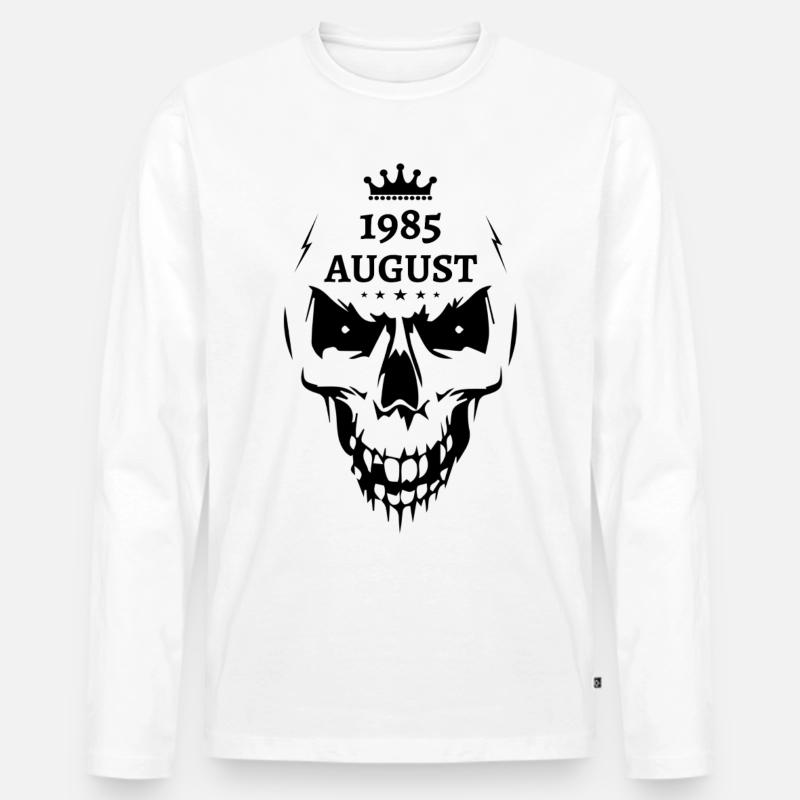 August 1985 Totenkopf - Männer Premium Bio Langarmshirt - Weiß