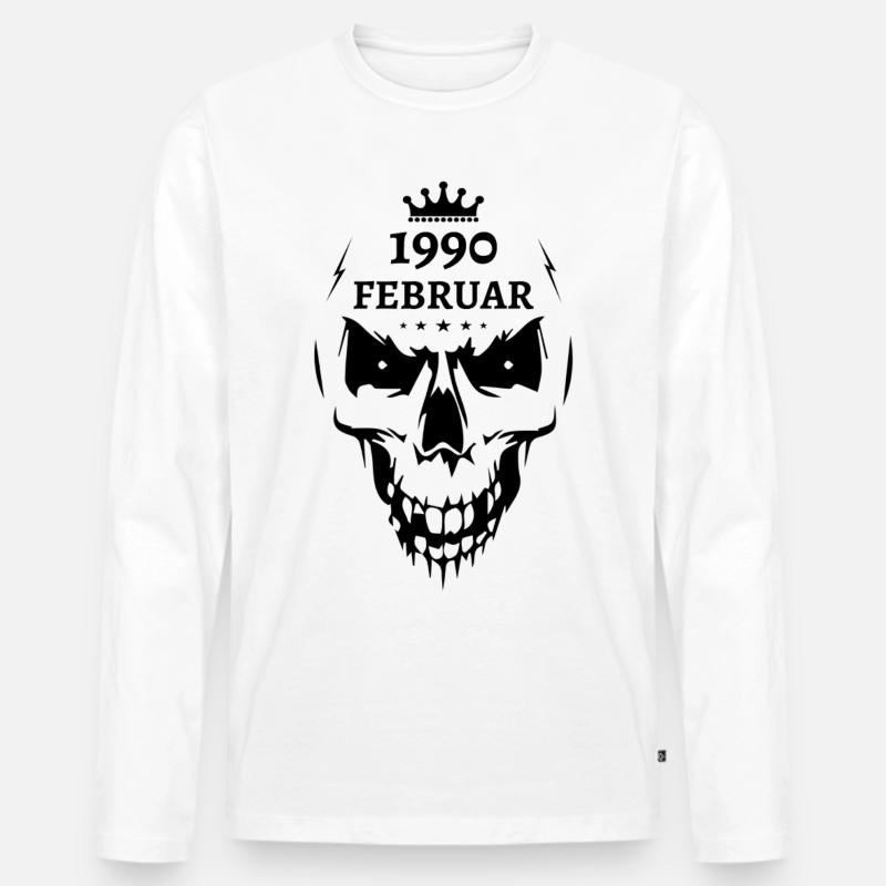 Februar 1990 Totenkopf - Männer Premium Bio Langarmshirt - Weiß