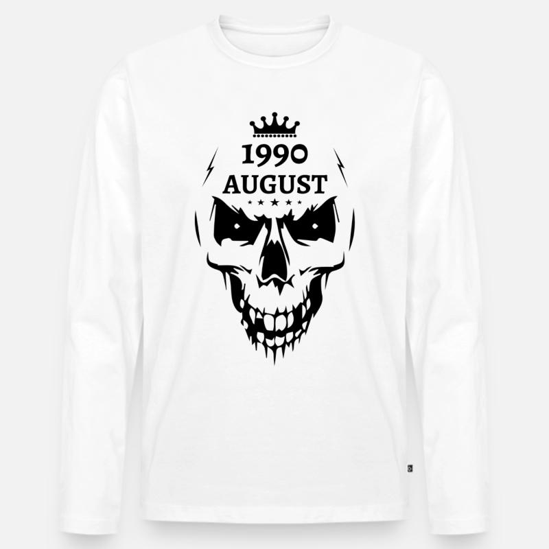 August 1990 Totenkopf - Männer Premium Bio Langarmshirt - Weiß