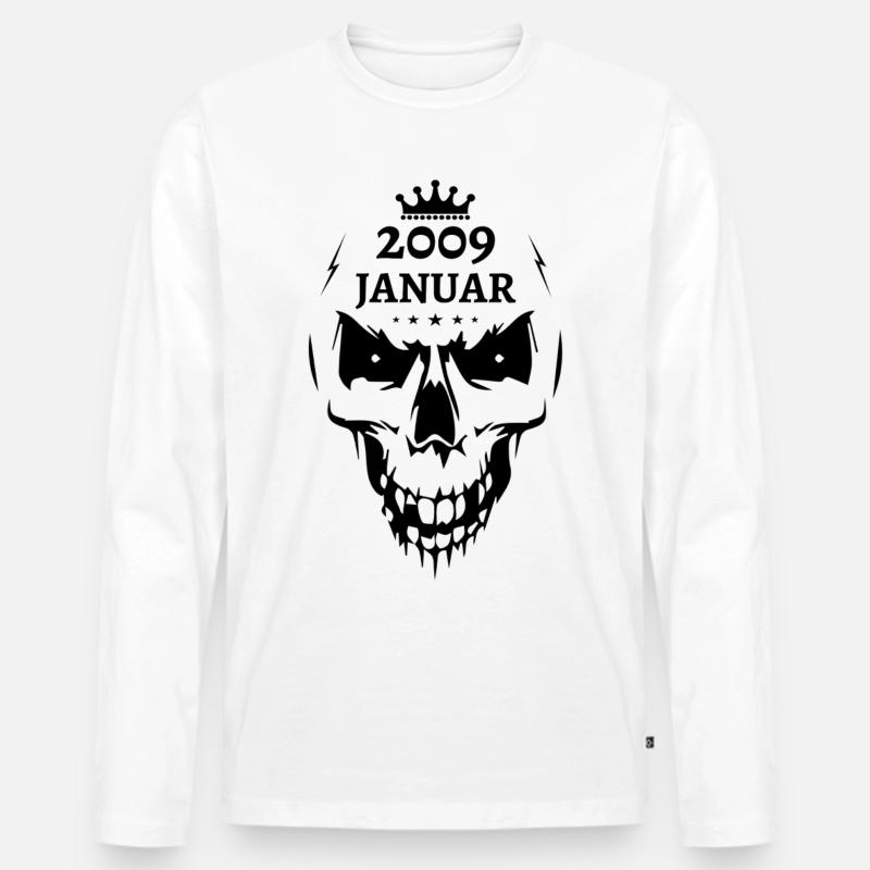 Januar 2009 Totenkopf - Männer Premium Bio Langarmshirt - Weiß
