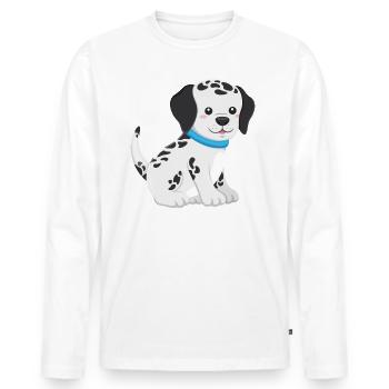 Chiot dalmatien - T-shirt manches longues Premium bio Homme - blanc - Devant - Nico (187cm)