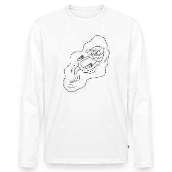 loutre flottante - T-shirt manches longues Premium bio Homme - blanc - Devant - Nico (187cm)