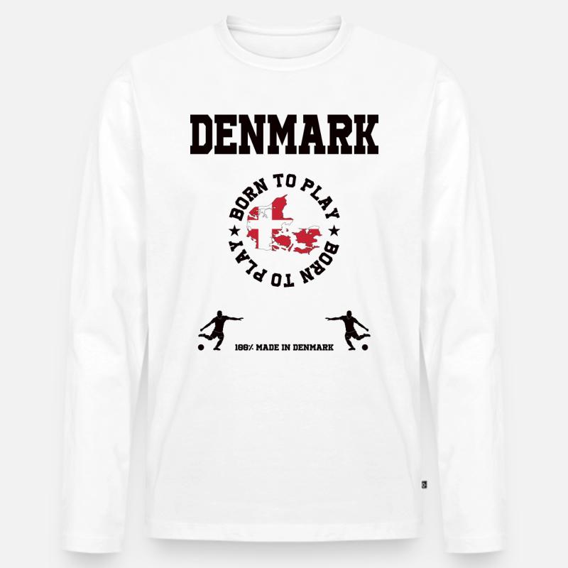 Dänemark - Männer Premium Bio Langarmshirt - Weiß