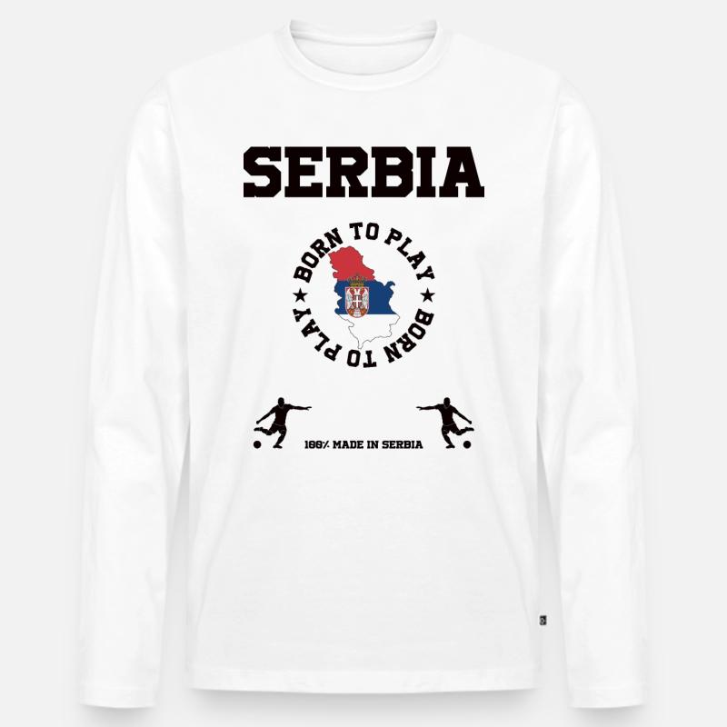 Serbien - Männer Premium Bio Langarmshirt - Weiß