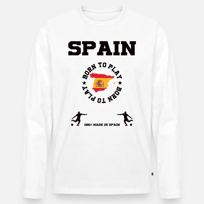 Spanien - Männer Premium Bio Langarmshirt - Weiß