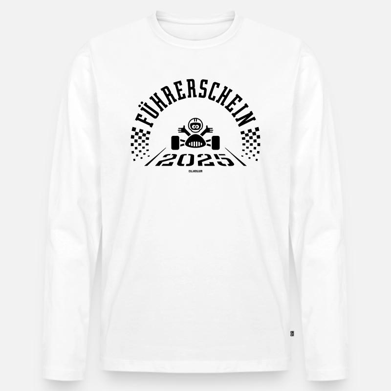 Führerschein 2025 (Fahranfänger / Black) - Männer Premium Bio Langarmshirt - Weiß