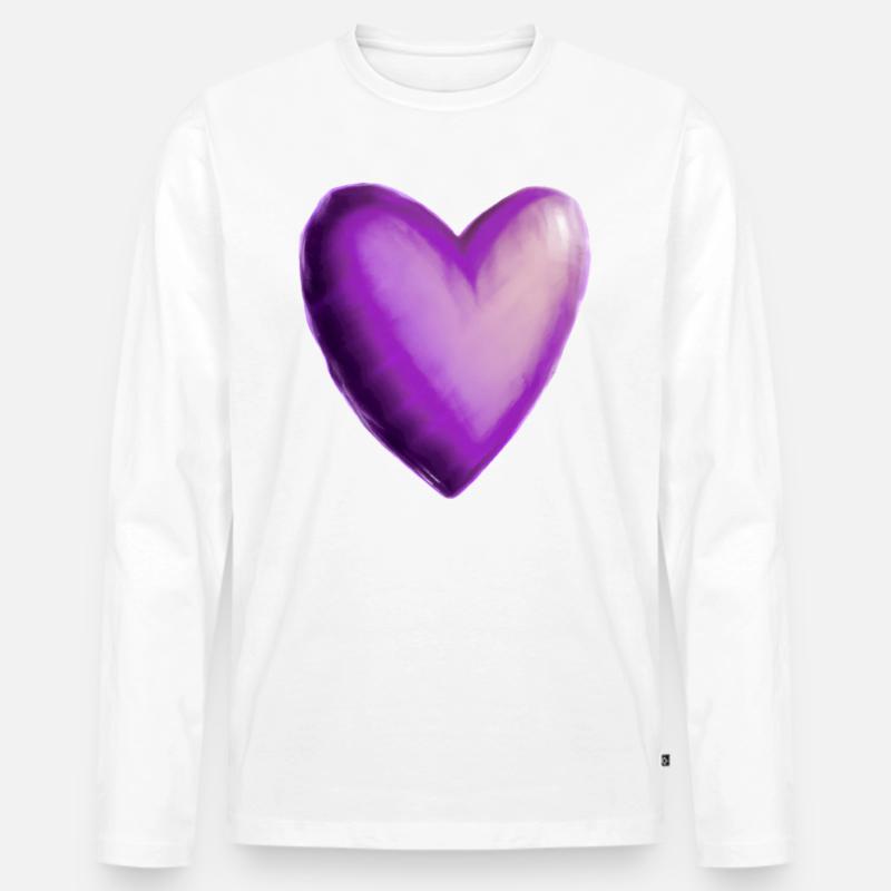 Herz lila violett Geschenkidee - Männer Premium Bio Langarmshirt - Weiß