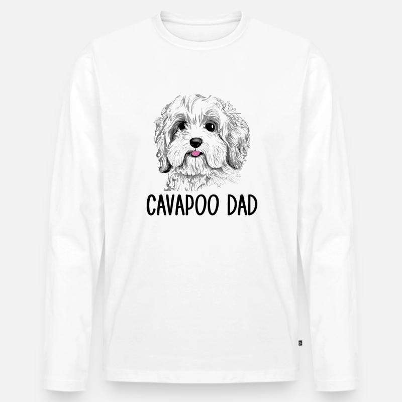 Cavapoo Dad, Cavapoo - Men's Premium Organic Long Sleeve Shirt - white