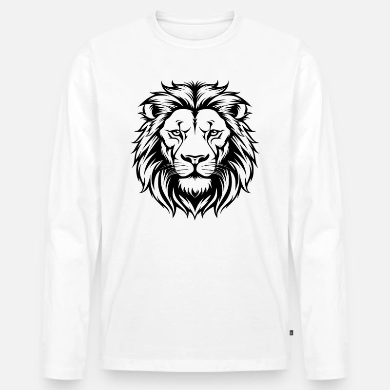 Löwe - Männer Premium Bio Langarmshirt - Weiß