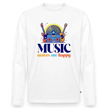 Music makes me happy Music Gift - Men's Premium Organic Long Sleeve Shirt - white - Front - Nico (187cm)