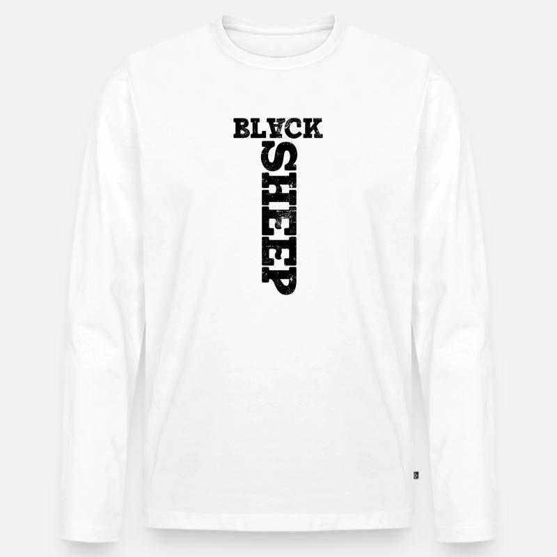 Black Sheep Retro - Männer Premium Bio Langarmshirt - Weiß