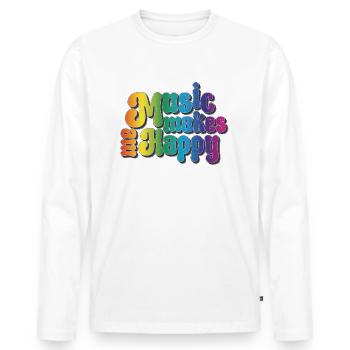 Music makes me happy - Men's Premium Organic Long Sleeve Shirt - white - Front - Nico (187cm)