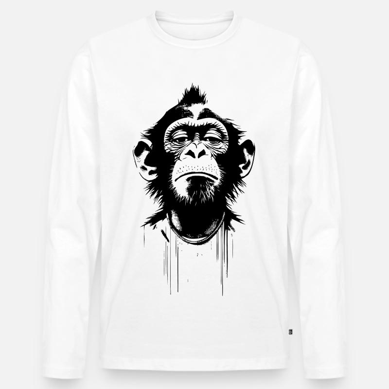 Eingebildeter Affe im Banksy Style - Männer Premium Bio Langarmshirt - Weiß