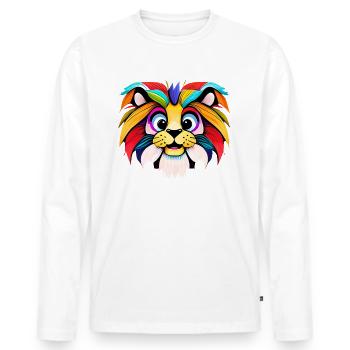 Löwe Wasserfarben Illustration - Männer Premium Bio Langarmshirt - Weiß - Vorne - Nico (187cm)