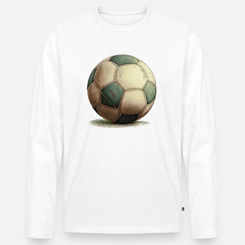 Fußball Retro - Männer Premium Bio Langarmshirt - Weiß