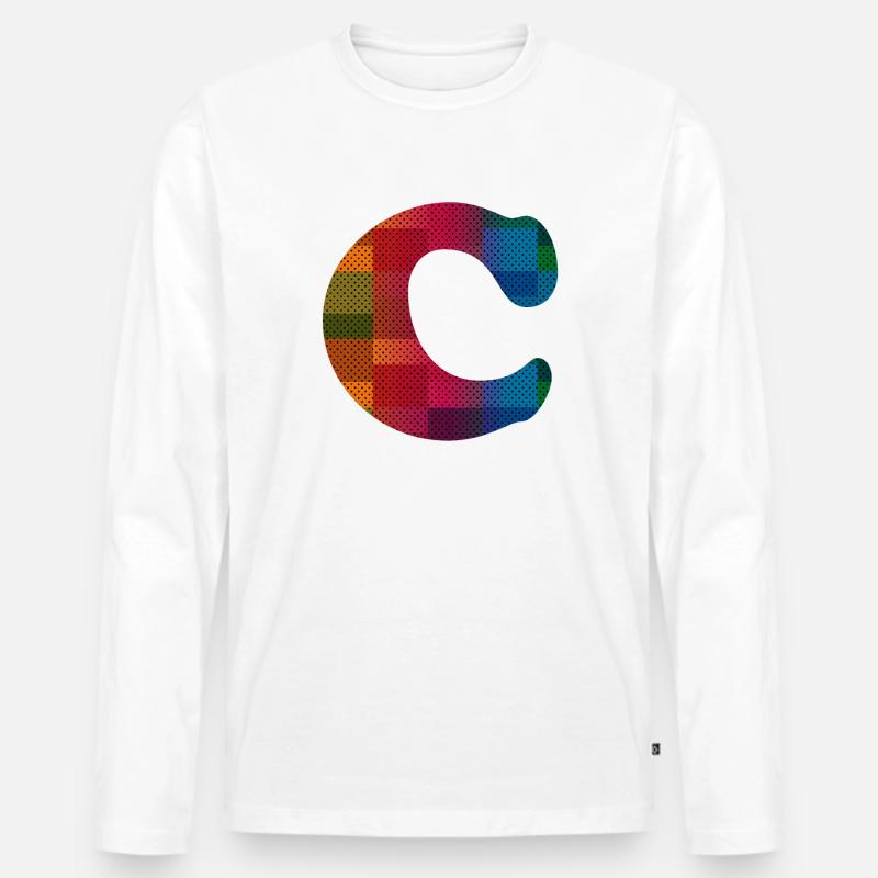 Buchstabe C - Männer Premium Bio Langarmshirt - Weiß