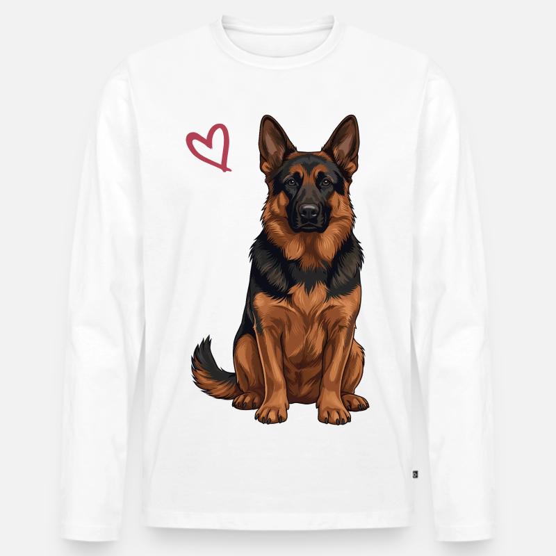Schwarz-roter Deutscher Schäferhund - Männer Premium Bio Langarmshirt - Weiß