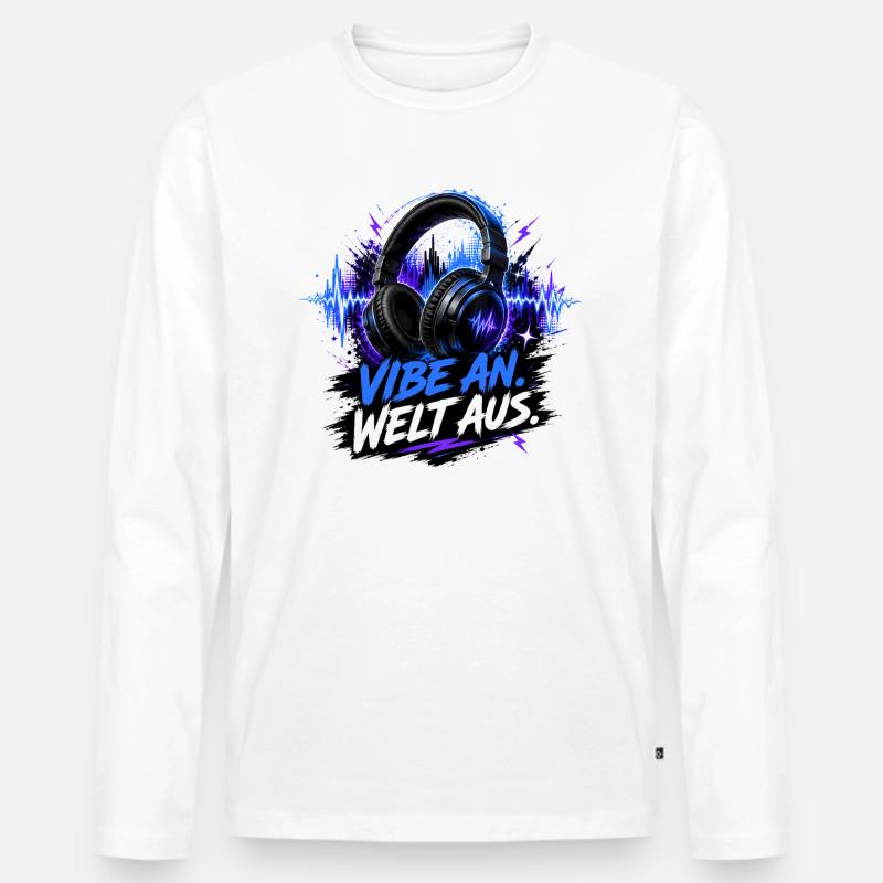 Vibe an -Welt aus - Männer Premium Bio Langarmshirt - Weiß