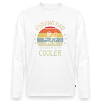 Fishing Dad Retro Cooler Papa Angler - Männer Premium Bio Langarmshirt - Weiß - Vorne - Nico (187cm)