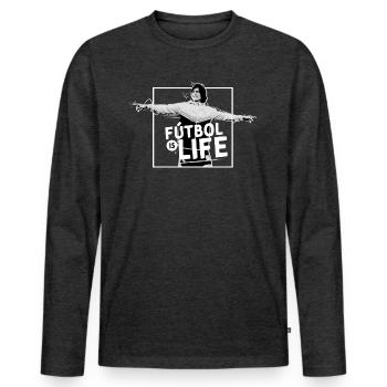 Ted Lasso Fútbol Is Life Mit Dani Rojas - Männer Premium Bio Langarmshirt - Anthrazit meliert - Vorne - Nico (187cm)