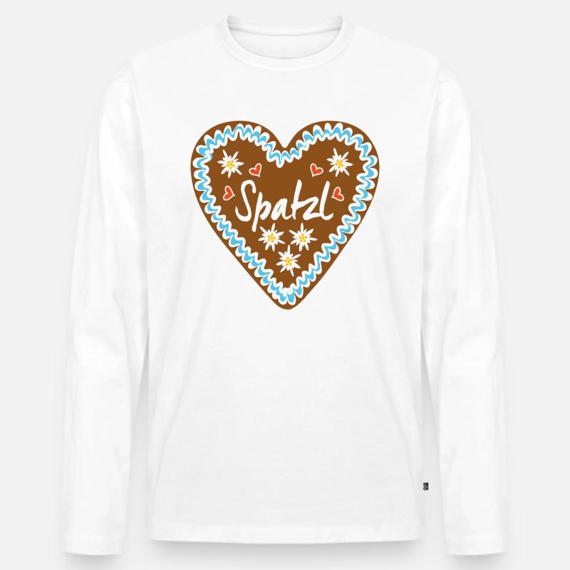 Spatzl - Lebkuchenherz - Männer Premium Bio Langarmshirt - Weiß
