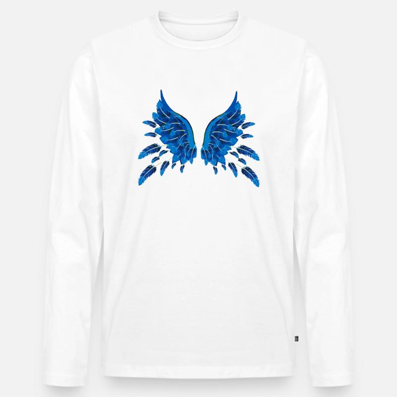 flügel,federn,blaue flügel,feder,malerei - Männer Premium Bio Langarmshirt - Weiß
